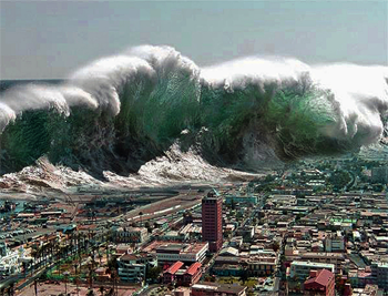 Tsunami hitting Japan