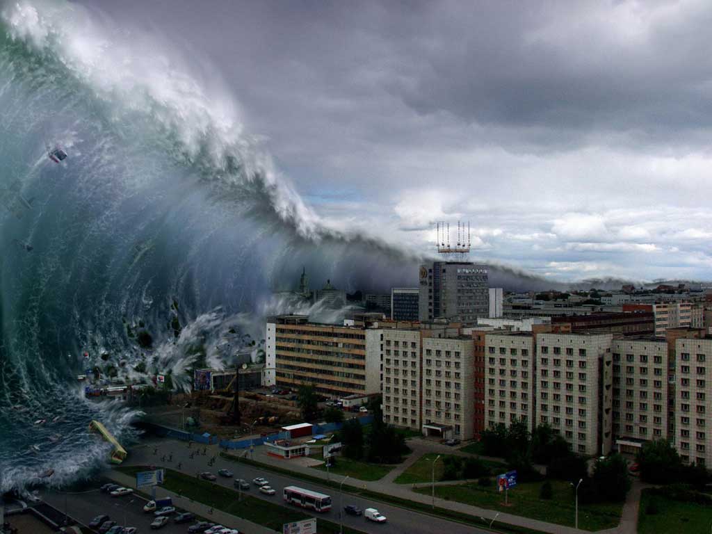 Tsunami hitting Japan